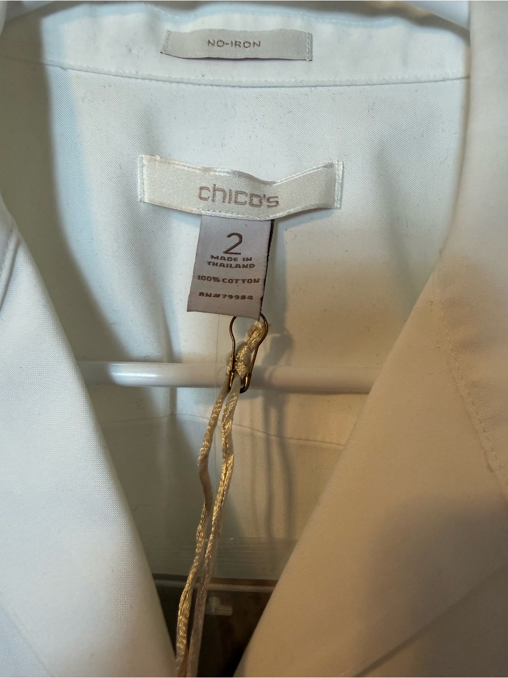 Chico's White No-Iron Button Front Blouse - Picture 2 of 3